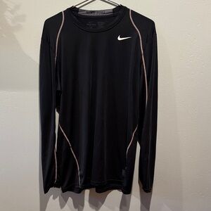 Nike Pro Fitted Black Long Sleeve Performance Dri Fit Stretch Workout Top Shirt